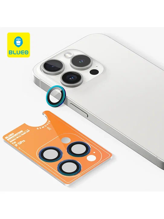 Защитное стекло для камеры iPhone 15 Pro BlueO Camera lens Armor metal 3 шт. Colorful