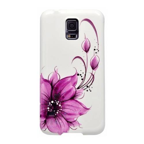 Чехол накладка iCover для Samsung Galaxy S5 Flower Purple (GS5-HP-FB/PP) сиреневый цветок на белом фоне