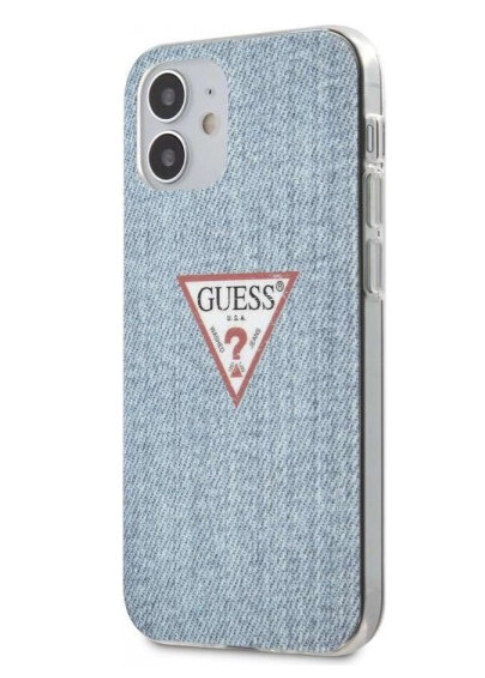 Чехол-накладка для iPhone 12 mini (5.4) Guess PC/TPU Denim Triangle logo, Light blue (GUHCP12SPCUJULLB)