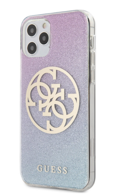 Чехол-накладка для iPhone 12 Pro Max (6.7) Guess 4G Circle Logo Glitter Hard PC/TPU, Gradient Pink/Blue (GUHCP12LPCUGLBPG)