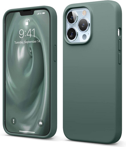 Чехол-накладка для iPhone 13 Pro Elago Soft silicone (Liquid) Midnight Green (ES13SC61PRO-MGR)