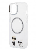 Чехол для iPhone 14 Lagerfeld PC/TPU Karl & Choupette Hard MagSafe Transparent (KLHMP14SHKCT)
