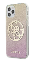 Чехол-накладка для iPhone 12 / 12 Pro (6.1) Guess 4G Circle Logo Glitter Hard PC/TPU, Gradient Gold/Pink (GUHCP12MPCUGLPGG)