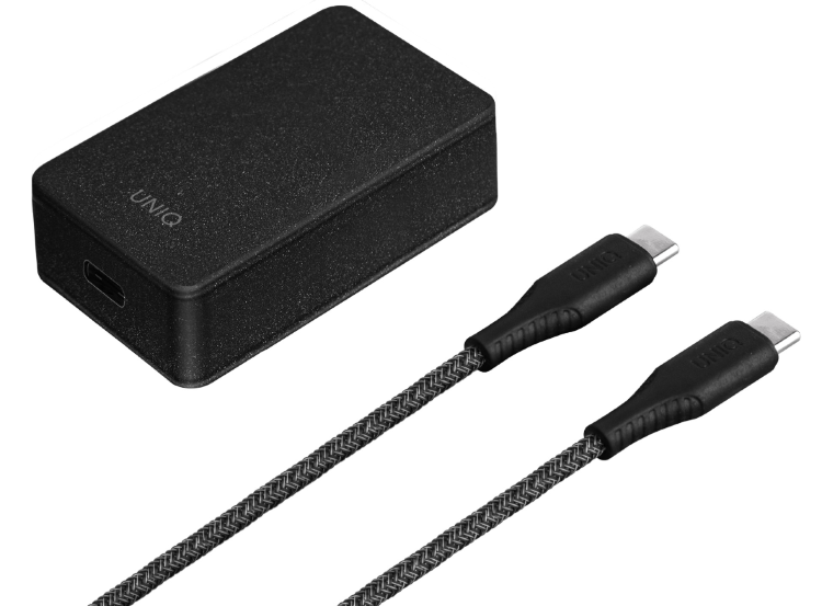 Сетевое зарядное устройство Uniq Versa Slim Kit USB-C PD 18W +кабель USB-C to USB-C, Black (VERSASLBUN(EU)-BLK)