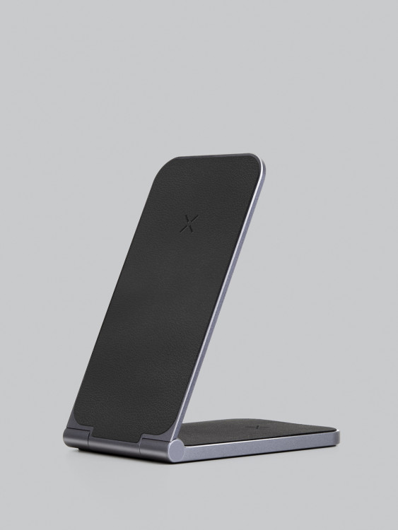 Беспроводной сетевой адаптер EnergEA MagDuo Air 2в1 foldable для iPhone 15W + Airpods 5W Gunmetal (MAGDUO-GUN)