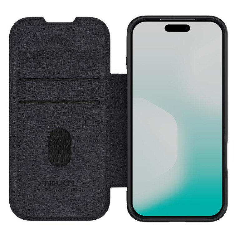 Кожаный чехол-книжка NILLKIN QIN Pro с карманом для карт, шторкой камеры для iPhone 17 Pro Max, чёрный Кожаный чехол-книжка NILLKIN QIN Pro с карманом для карт, шторкой камеры для iPhone 17 Pro Max, чёрный