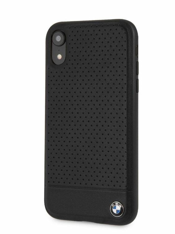 Кожаный чехол-накладка для iPhone XR BMW Signature Perforated Leather Hard Black (BMHCI61PEBOBK)