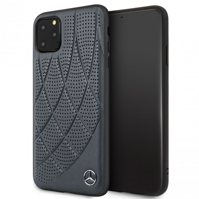 Кожаный чехол-накладка для iPhone 11 Pro Max Mercedes Bow Quilted/perforated Hard Leather, Blue (MEHCN65DIQNA)