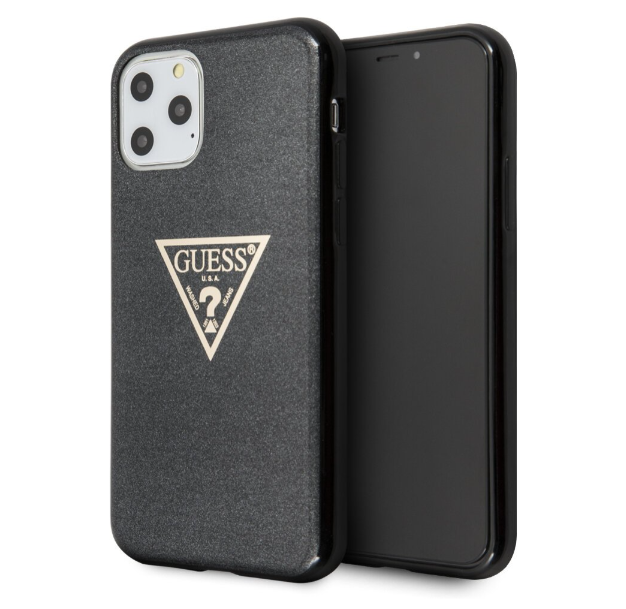 Чехол-накладка для iPhone 11 Pro Guess Triangle logo Hard TPU Glitter, black (GUHCN58SGTLBK)