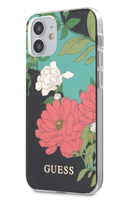 Чехол-накладка для iPhone 12 mini (5.4) Guess PC/TPU Flower Hard Shiny N.1, Green (GUHCP12SIMLFL01)