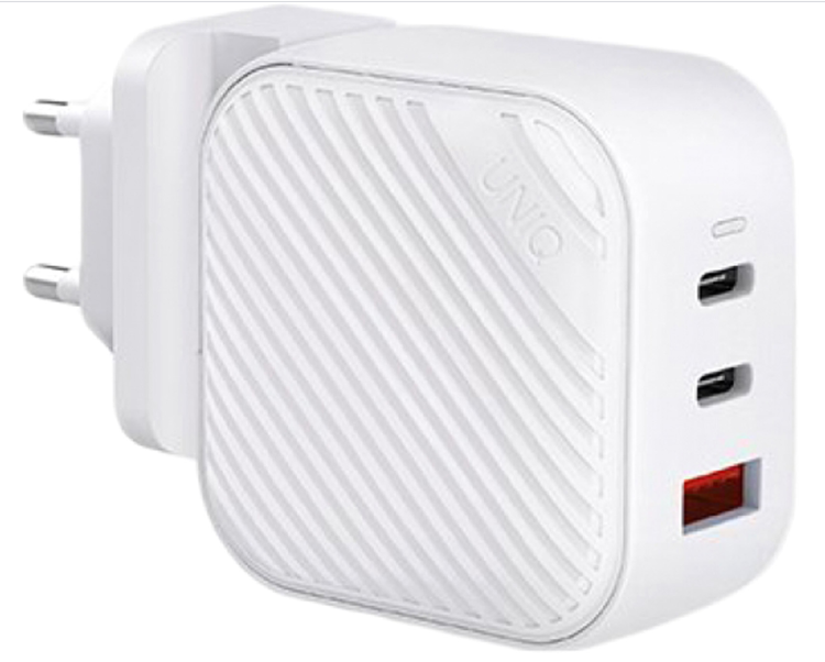 Сетевое зарядное устройство Uniq Verge Pro GaN66 2 USB-C +USB-A Smart IQ (total 66W), White (VERGEPRO66W(EU)-WHT)