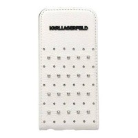 Кожаный чехол с флипом для iPhone 5/5S/SE Karl Lagerfeld TRENDY Flip White (KLFLP5TRSW)