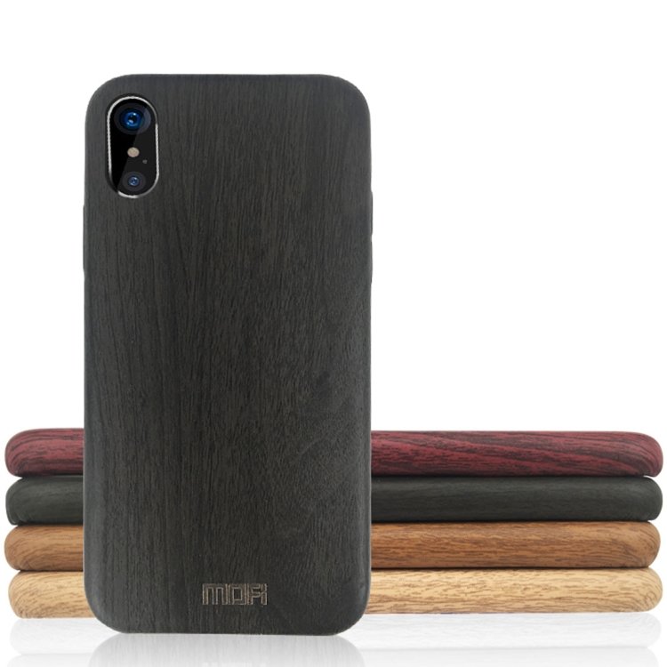 Защитный чехол MOFI для iPhone X / XS Element Series Wood с деревянной текстурой (Black)