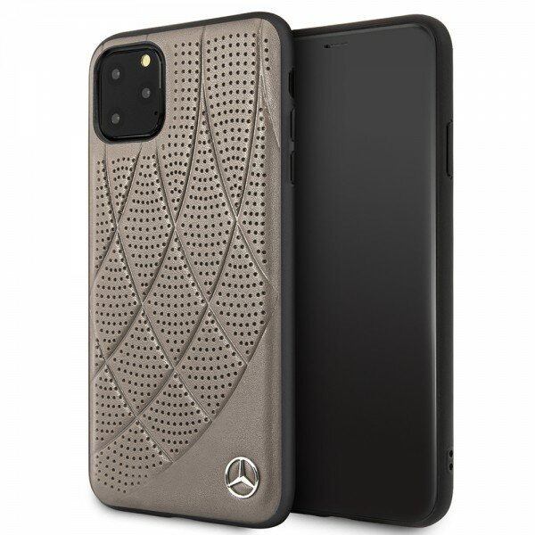 Кожаный чехол-накладка для iPhone 11 Pro Max Mercedes Bow Quilted/perforated Hard Leather, Brown (MEHCN65DIQBR)