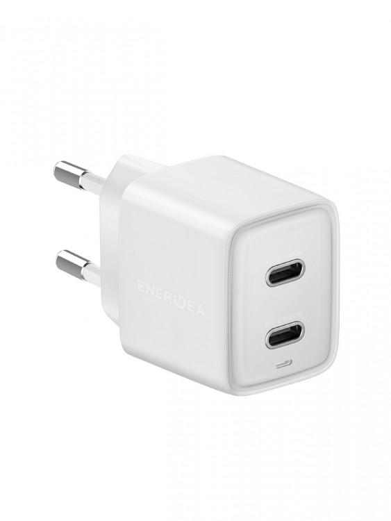 Сетевой адаптер EnergEA Ampcharge Gan40+ с 2 портами USB-C PD/PPS total 40W White (CHR-AC-GAN40EU)