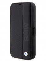 Кожаный чехол-книжка для iPhone 14 Pro BMW Signature Textured with Logo imprint Black (BMBKP14L22RDPK)