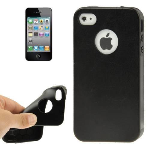 Чехол накладка для iPhone 4/4S с фактурой под кожу Crazy Horse (Black)