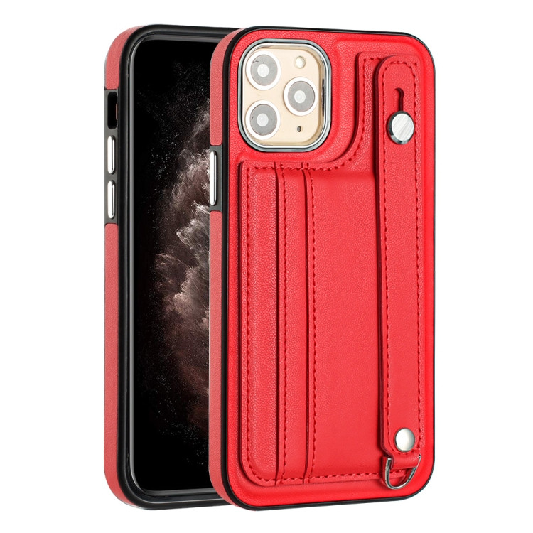 Кожаный чехол для iPhone 11 Pro с держателем и кармашками для карт (Red)