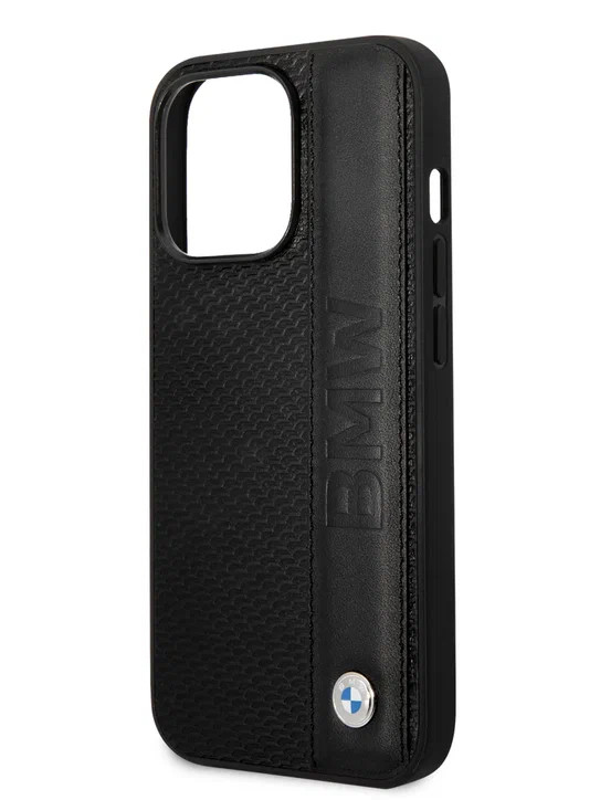 Кожаный чехол для iPhone 14 Pro BMW SignatureTextured with Logo imprint Hard Black (BMHCP14L22RDPK)