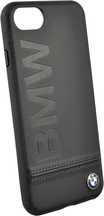 Кожаный чехол накладка BMW для iPhone 7 / 8 Signature Logo imprint Hard Leather Black, BMHCI8LLSB