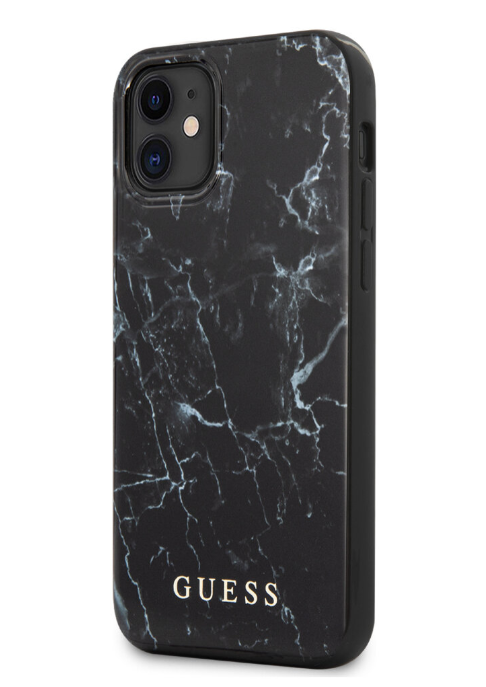 Чехол-накладка для iPhone 12 mini (5.4) Guess PC/TPU Marble Design Hard, Black (GUHCP12SPCUMABK)