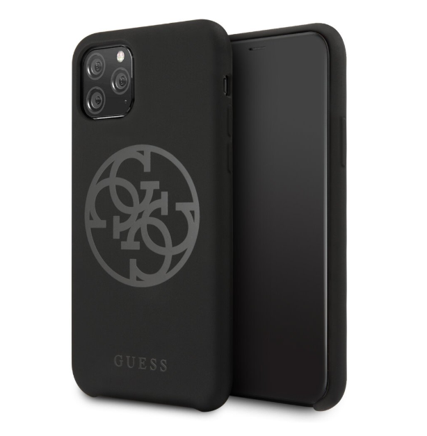 Силиконовый чехол-накладка для iPhone 11 Pro Guess Silicone collection 4G logo Hard, Black (GUHCN58LS4GBK)