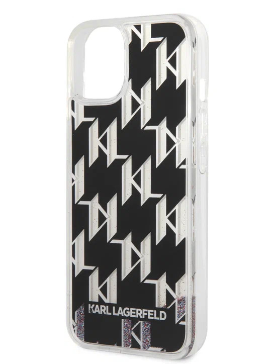 Чехол для iPhone 14 Plus Lagerfeld Liquid Glitter Monogram Hard Black (KLHCP14MLMNMK)