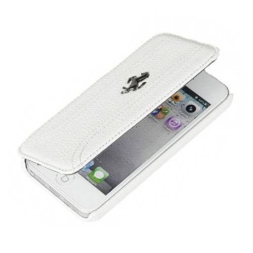 Кожаный чехол книжка для iPhone 5C Ferrari FF-Collection Booktype Wht (FEFFFLBKPMWH)