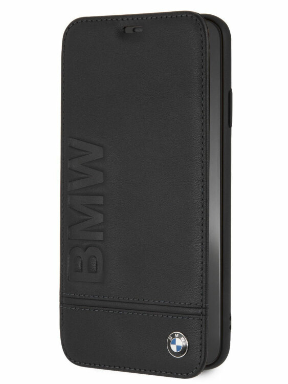 Кожаный чехол-книжка для iPhone XS Max BMW Signature Logo Imprint Booktype Leather Black (BMFLBKI65LLSB)