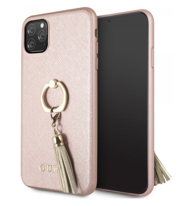 Чехол-накладка для iPhone 11 Pro Guess Saffiano Hard PU + Ring, Pink (GUHCN58RSSARG)