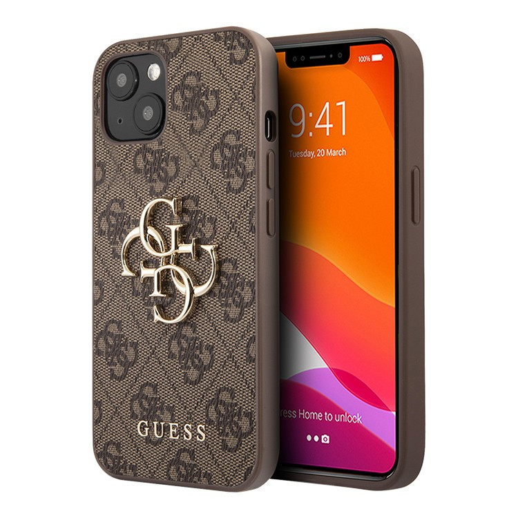 Чехол для iPhone 13 mini Guess PU 4G Big metal logo Hard Brown (GUHCP13S4GMGBR)