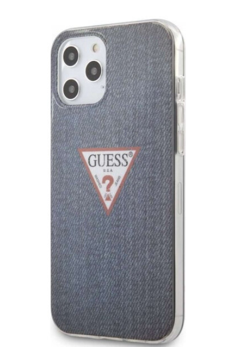 Чехол-накладка для iPhone 12 / 12 Pro (6.1) Guess Denim Triangle logo PC/TPU, Dark blue (GUHCP12MPCUJULDB)