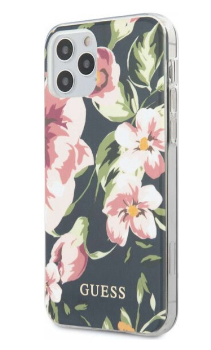 Чехол-накладка для iPhone 12 Pro Max (6.7) Guess Flower Hard Shiny N.1 PC/TPU, Navy (GUHCP12LIMLFL03)