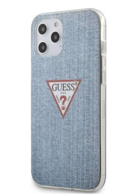 Чехол-накладка для iPhone 12 / 12 Pro (6.1) Guess Denim Triangle logo PC/TPU, Light blue (GUHCP12MPCUJULLB)