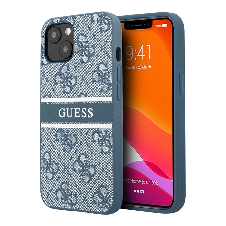 Чехол для iPhone 13 mini Guess PU 4G Stripe printed logo Hard Blue (GUHCP13S4GDBL)