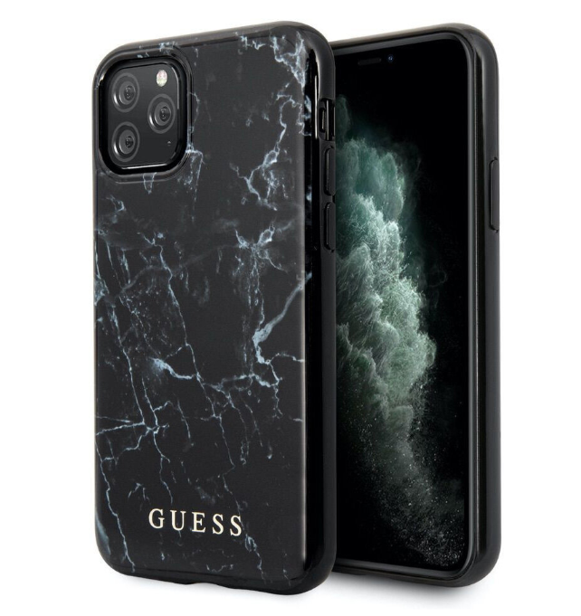 Чехол-накладка для iPhone 11 Pro Guess Marble Design Hard PC/TPU, Black (GUHCN58PCUMABK)