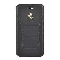 Кожаный чехол книжка Ferrari для iPhone 7 / 8 488 (Gold) Booktype Leather Black, FESEGFLBKP7BK