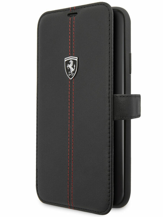 Кожаный чехол-книжка для iPhone 11 Pro Max Ferrari Heritage W Booktype Leather, Black (FEHDEFLBKSN65BK)