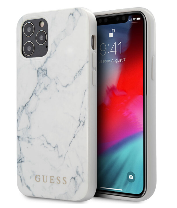 Чехол-накладка для iPhone 12 Pro Max (6.7) Guess Marble Design Hard PC/TPU, White (GUHCP12LPCUMAWH)