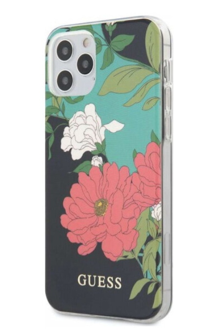 Чехол-накладка для iPhone 12 / 12 Pro (6.1) Guess Flower Hard Shiny N.1 PC/TPU, Green (GUHCP12MIMLFL01)