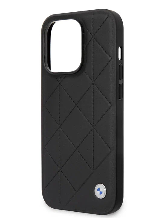 Кожаный чехол для iPhone 14 Pro Max BMW Signature Quilted pattern Hard Black (BMHCP14X22RQDK)