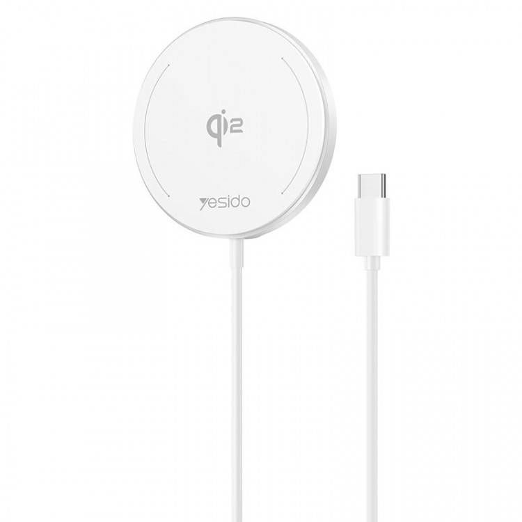 Беспроводное зарядное устройство Yesido DS24 15W QI2.0 магнитная зарядка Magsafe (White)