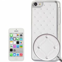 Чехол накладка Rhombus для iPhone 5C со стразами на объемных ромбах (белый)