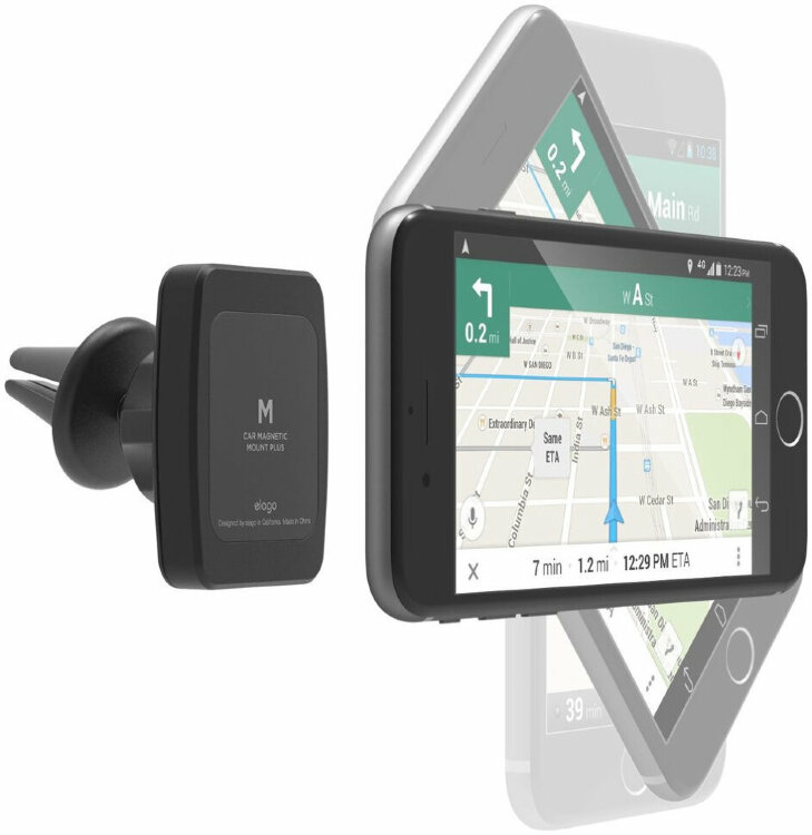 Магнитный автодержатель Elago Magnetic Mount Plus с креплением на воздуховод, Black (EMOUNT-P-BK)