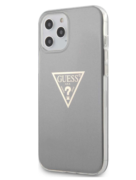 Чехол-накладка для iPhone 12 Pro Max (6.7) Guess Metallc effect Triangle logo Hard PC/TPU, Grey (GUHCP12LPCUMPTGR)