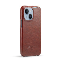 Кожаный чехол с вертикальным флипом для iPhone 15 Plus Fierre Shann (Brown)