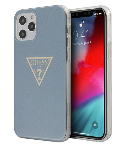 Чехол-накладка для iPhone 12 Pro Max (6.7) Guess Metallc effect Triangle logo Hard PC/TPU, Light blue (GUHCP12LPCUMPTLB)