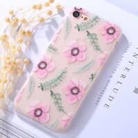 Прозрачный гелевый чехол для iPhone 7 / 8  / SE 2020 с розовыми цветами Anemone