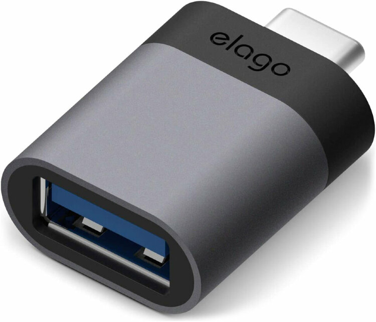 Адаптер переходник Elago USB-C to USB-A Mini aluminium, Dark grey (EADP-ALUSBC-DGY)