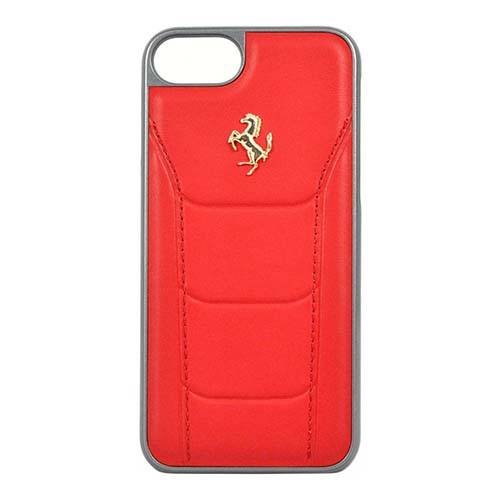 Кожаный чехол накладка Ferrari для iPhone 7 / 8 488 (Gold) Hard Leather Red, FESEGHCP7RE